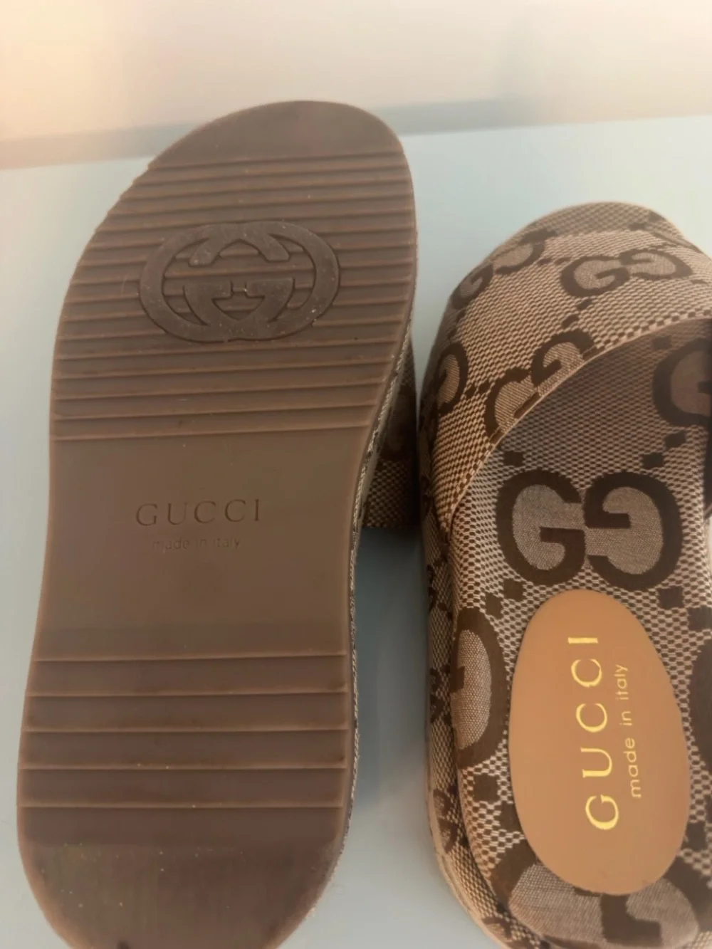 GG Monogram Platform Slide Sandals - Brown - Picture 3 of 4